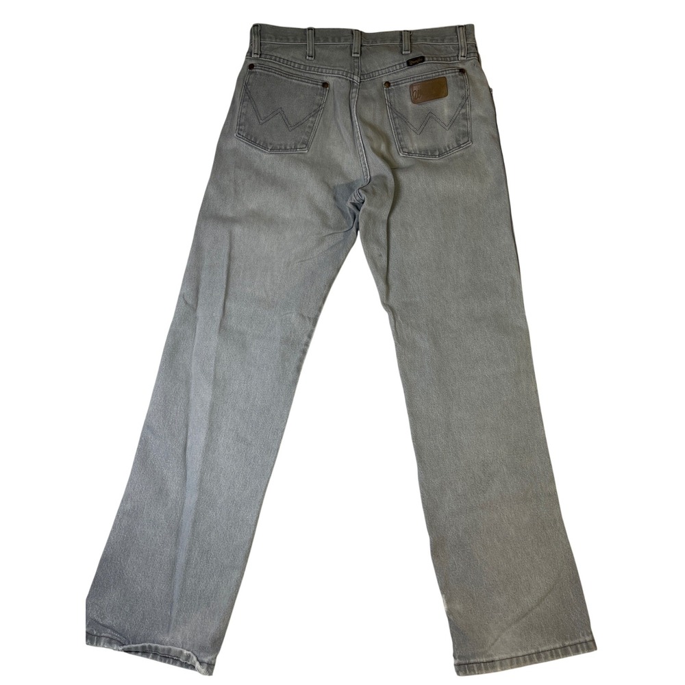 Vintage Wrangler Cowboy Cut Gray Denim Jeans Mens Straight Leg 32x32 Grunge 90s